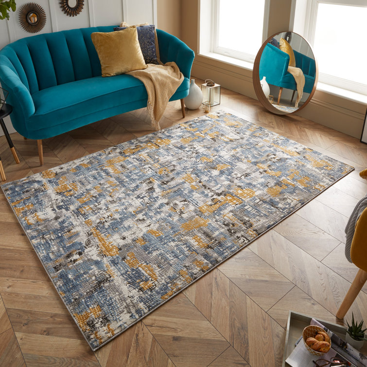 Longweave Tufted Blue/Grey/Mustard/Charcoal Rug & Reviews Wayfair.co.uk
